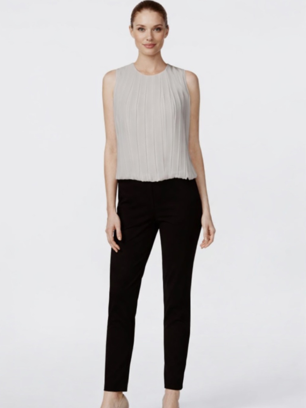 Calvin Klein Women's Sleeveless Pleated Blouse Beige Size XL NWT